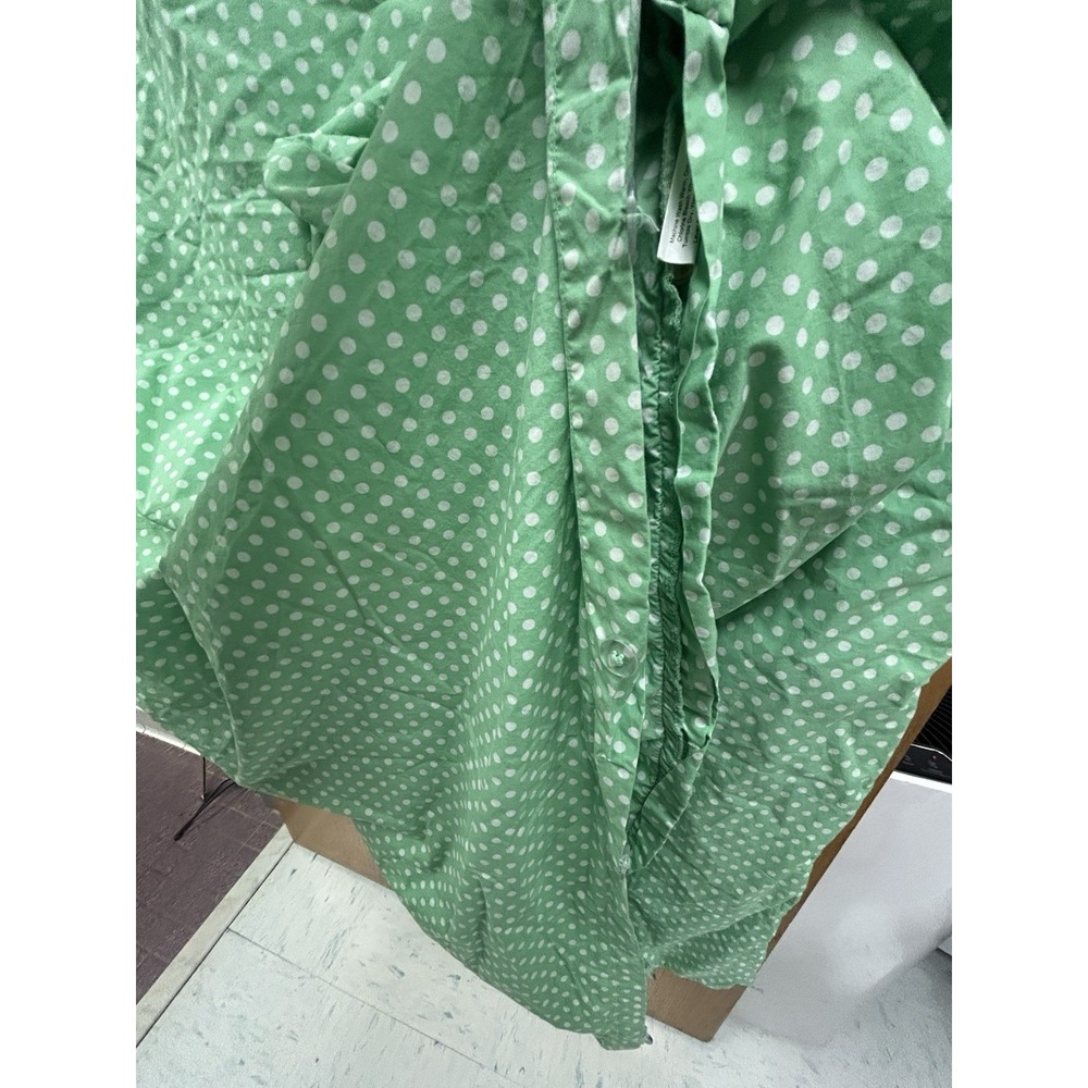 Pottery Barn Kids Twin Duvet Cover Organic Cotton Apple Green White Polka Dot - Picture 7 of 12